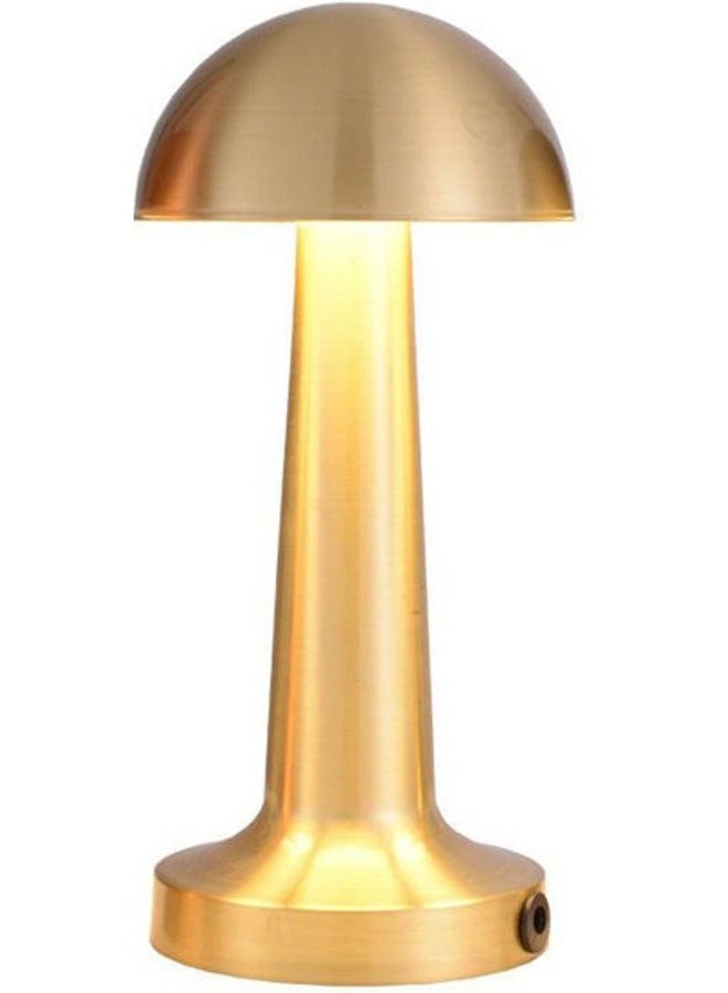 مصباح طاولة صغير للزينة بتصميم كلاسيكي بسيط ذهبي ، مصباح على شكل فطر ،مصباح ليلي لغرف الأطفال ، مصباح طاولة بجانب السرير - Image 1